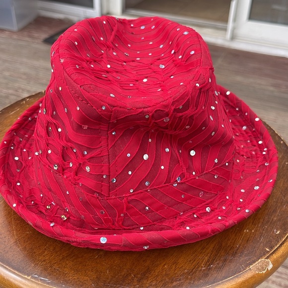 Something Special LA  Red Sequined Shapeable Hat - Picture 3 of 5